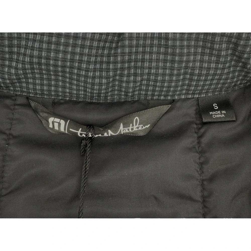 TravisMathew Keep It Up Vest Men's Small Black Check Full Zip Golf NWT 1MU365